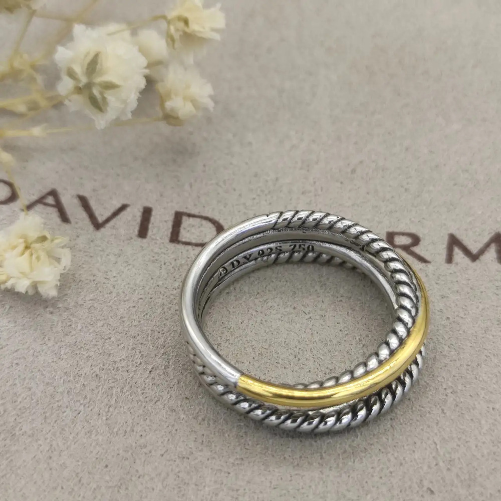 David Yurman Buttoned Single Cylindrical Two-Color Ring